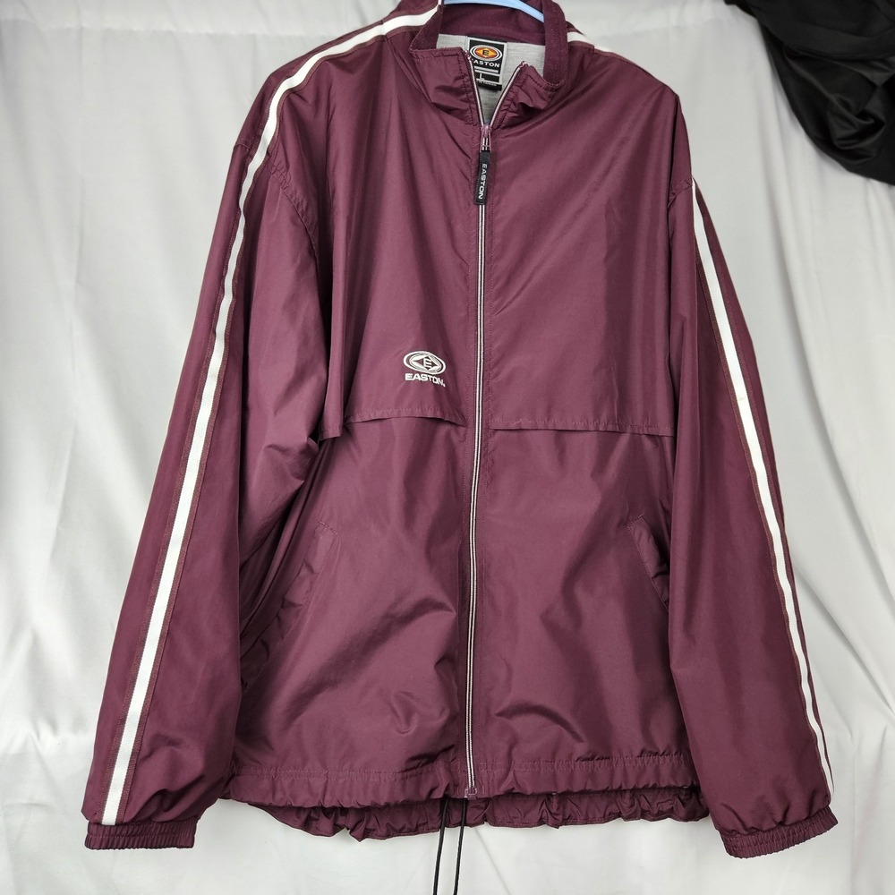 Jacket Mens Large Maroon  Full Zip Vintage Easton, Light‎ Weight